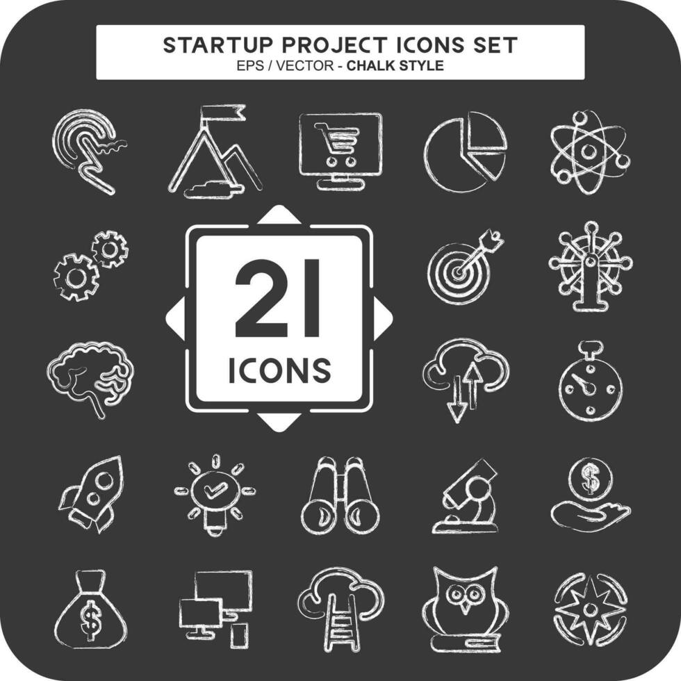 Icon Set Startup Project. suitable for Startup symbol. chalk Style. simple design editable vector