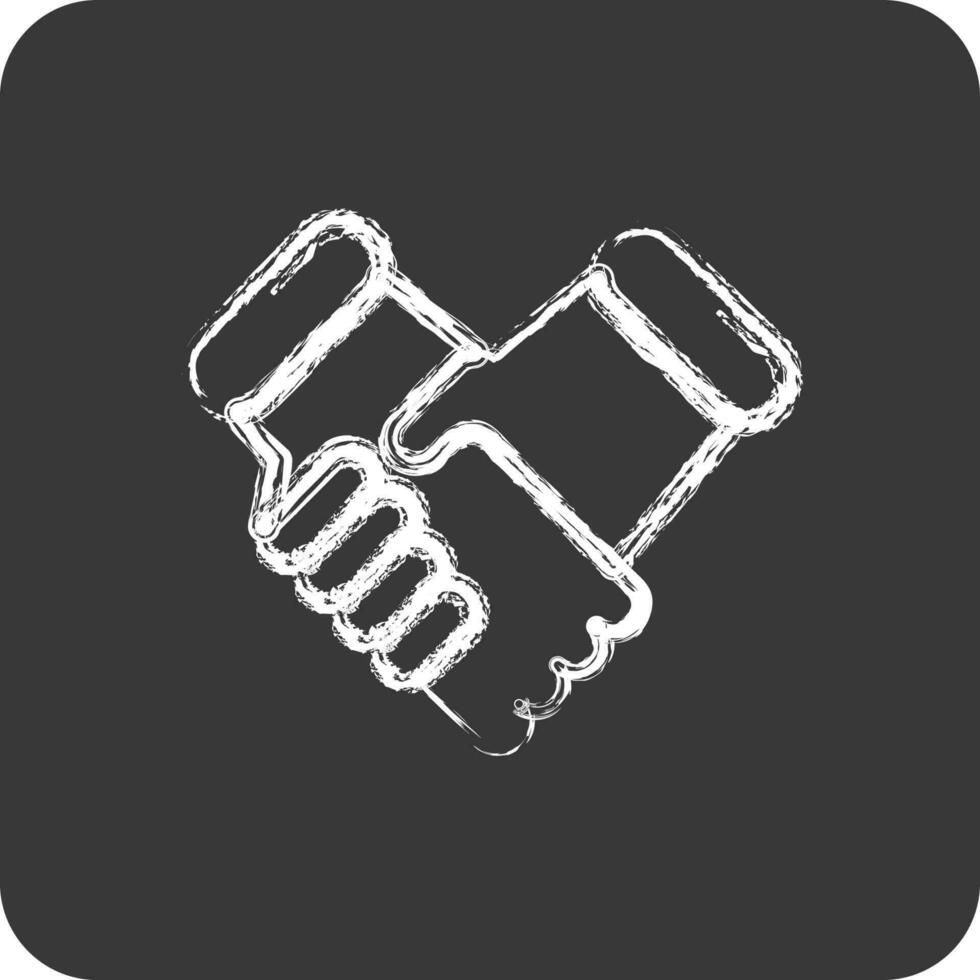 Handshake chalk white icon on black background Vector Image