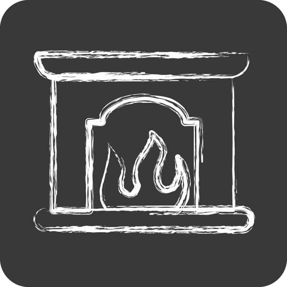 Icon Fireplace. suitable for House symbol. chalk Style. simple design editable. design template vector