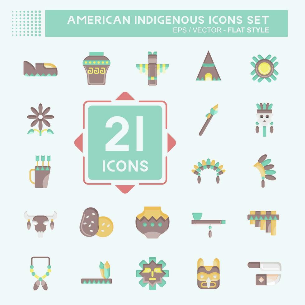 Icon Set American Indigenous. related to Education symbol. flat style. simple design editable vector