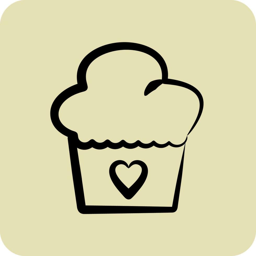 Icon Muffin. suitable for Bakery symbol. hand drawn style. simple design editable. design template vector