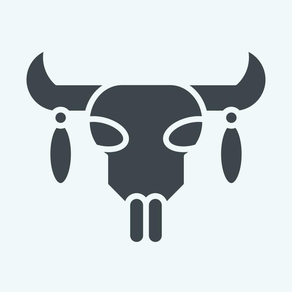 Icon Skull 2. related to American Indigenous symbol. glyph style. simple design editable vector