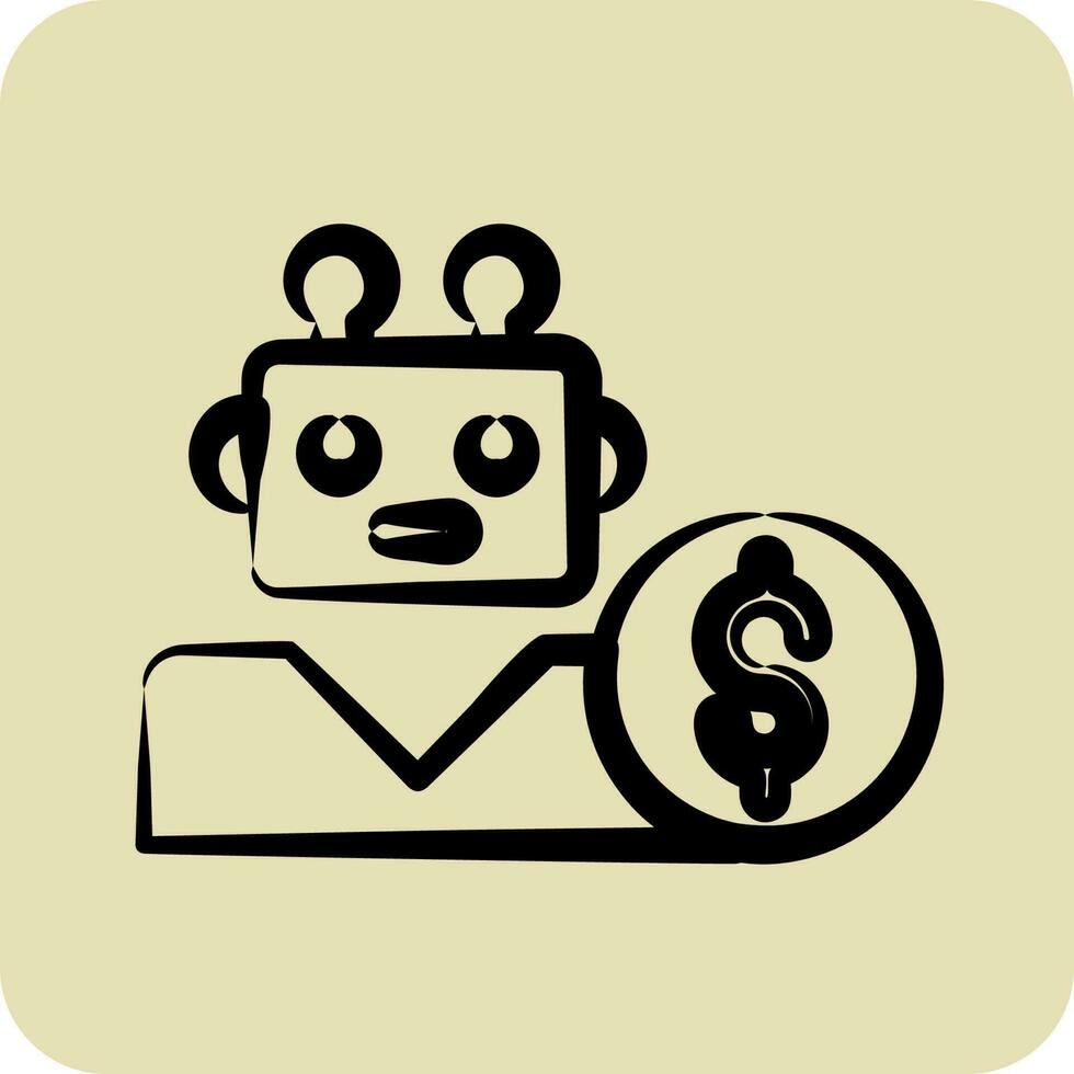 Icon Robo Advisor. suitable for education symbol. hand drawn style. simple design editable vector