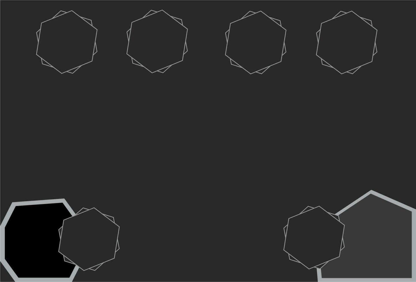set of black and white stars hexagon technology vector