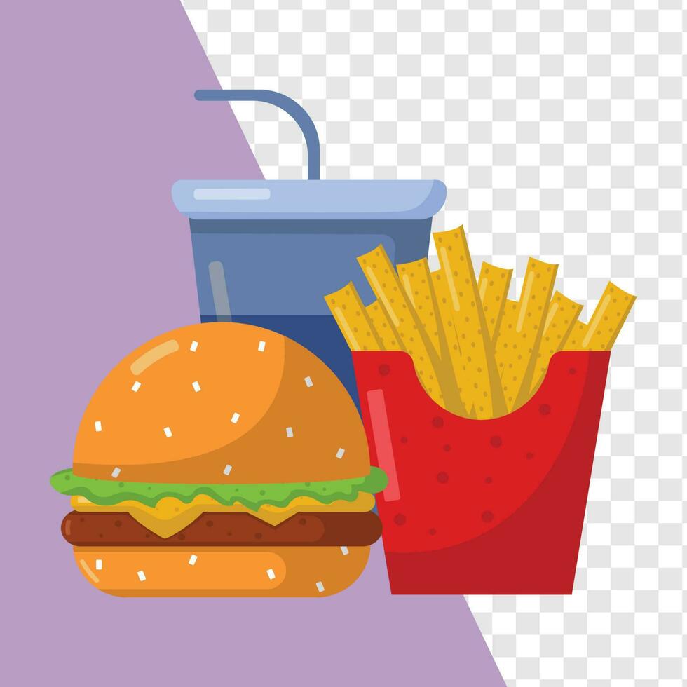 Vector illustration of fast food meal set