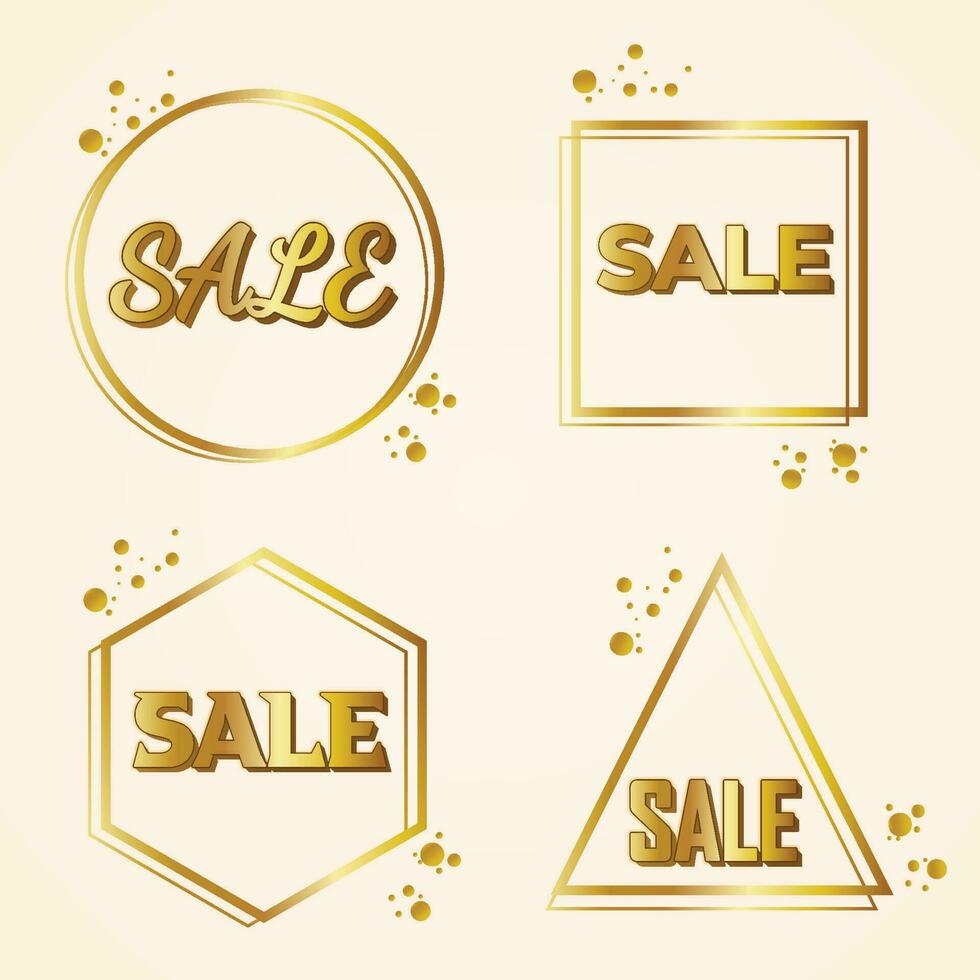 Sale, golden text. Sale vector lettering of gold on black background