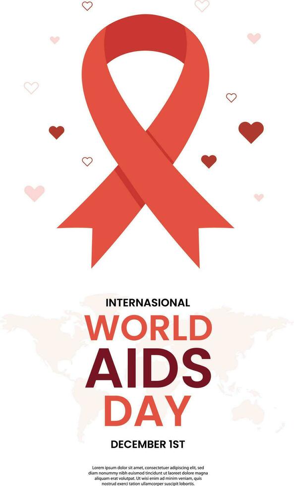flat cute design vector world AIDS HIV day 1 december