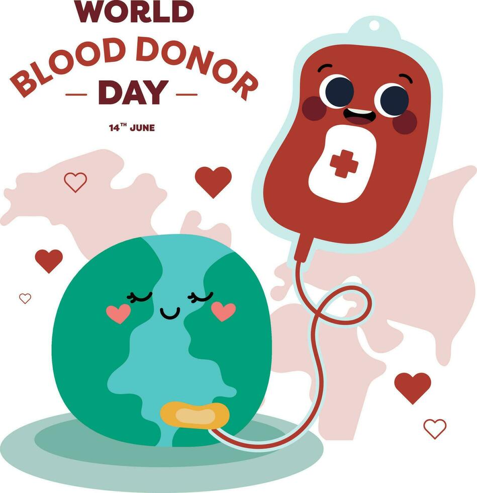 flat design vector cute world blood donor day 14 june