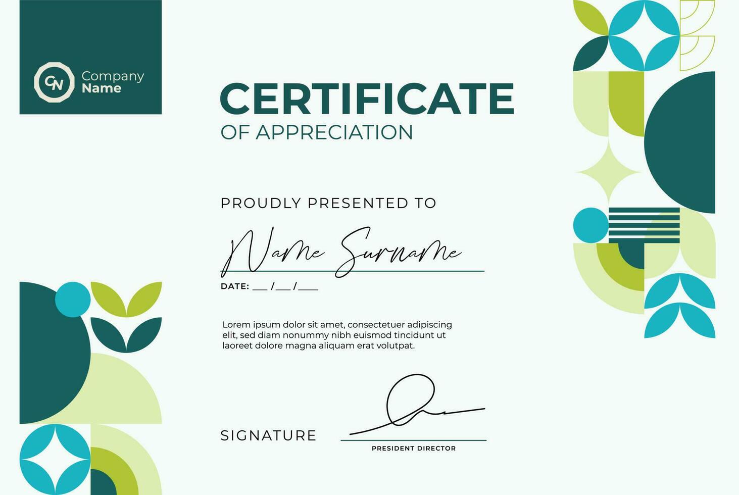 flat design vector certificate of appreciation