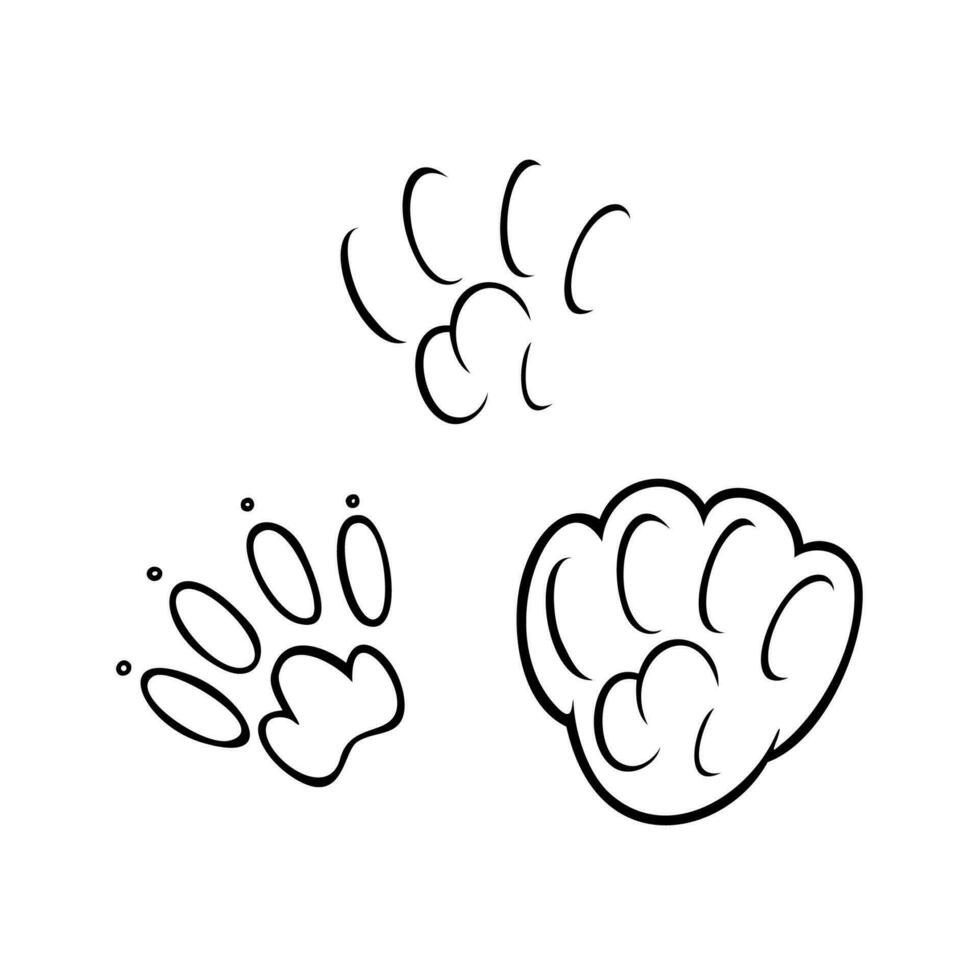 animal huellas de garras. bosquejo huellas de un conejo, conejito, gato o perro. vector ilustración
