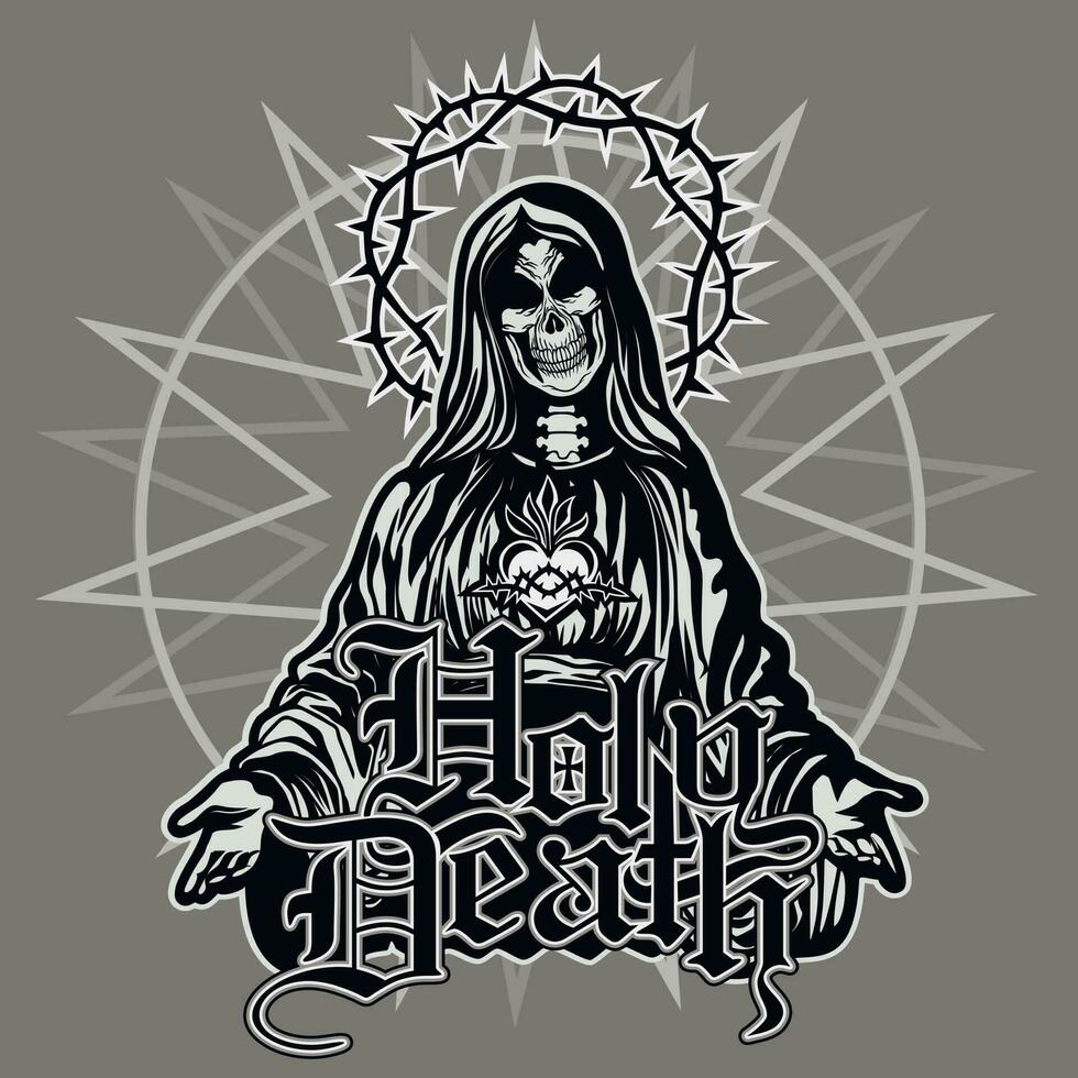 santo muerte, esqueleto, grunge Clásico diseño t camisas vector