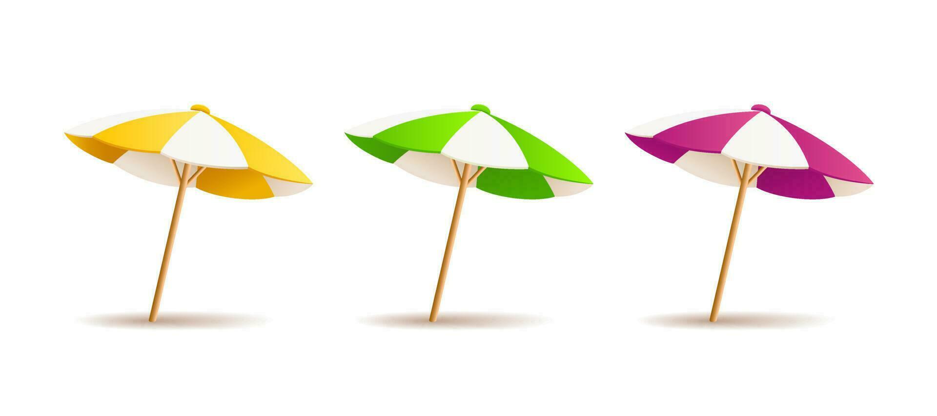 Beach umbrella colorful design collections, isolated on white background. eps 10 vector illustration