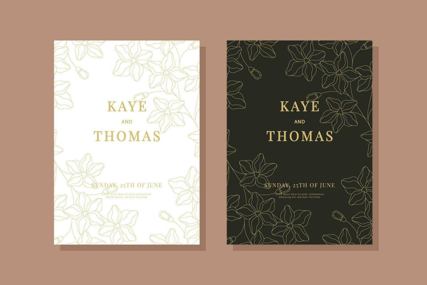 elegant gold and black floral wedding invitation vector design