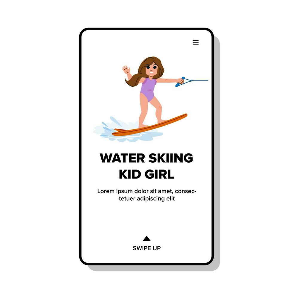 water skiing kid girl vector