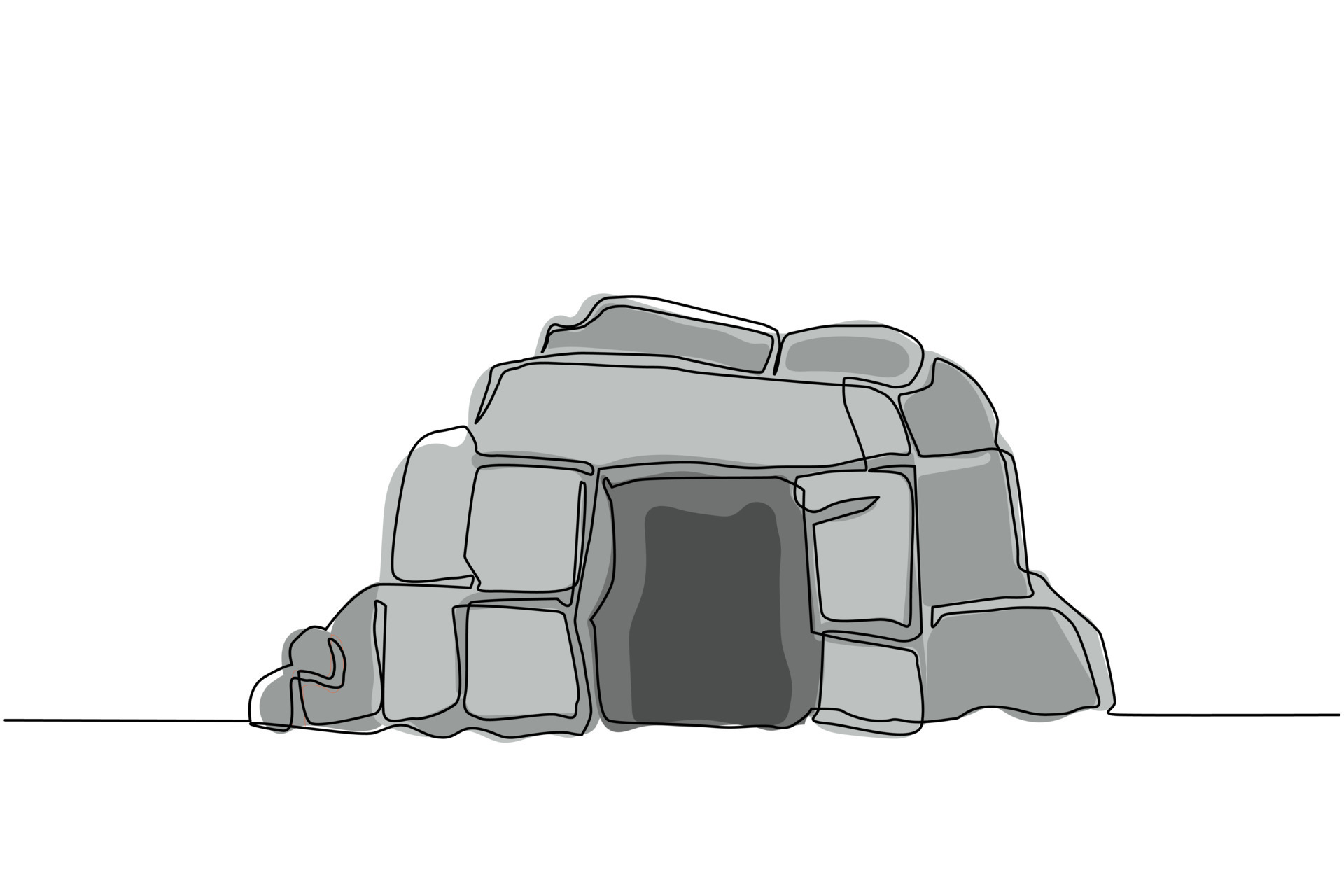 Continuous one line drawing prehistoric stone cave entrance sketch on  isolated white background Stone cave entrance flat composition icon  symbol Single line draw design vector graphic illustration 10309125 Vector  Art at Vecteezy