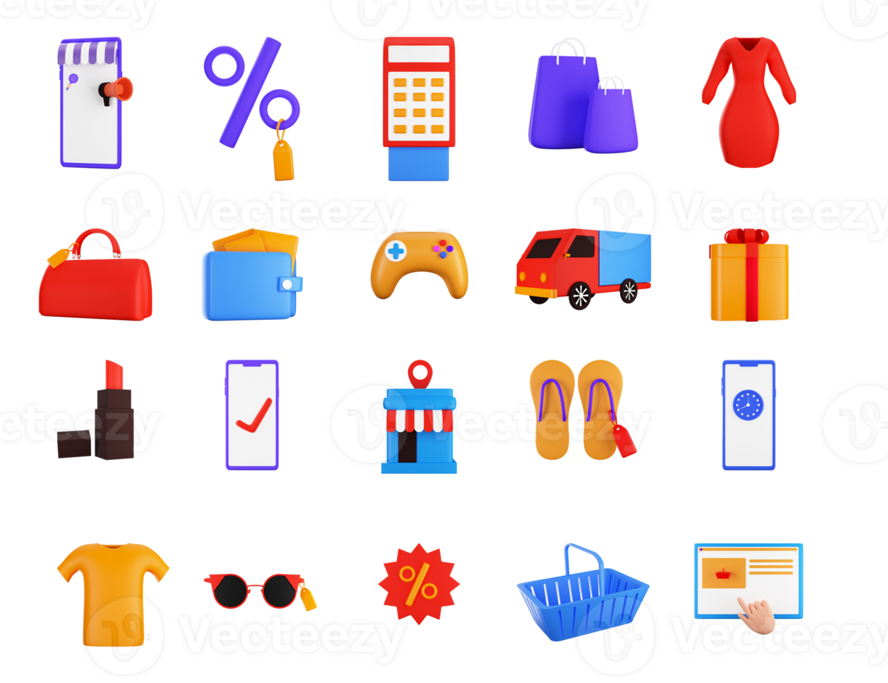 Set of 3D Render of Online Sale or Shopping Elements png