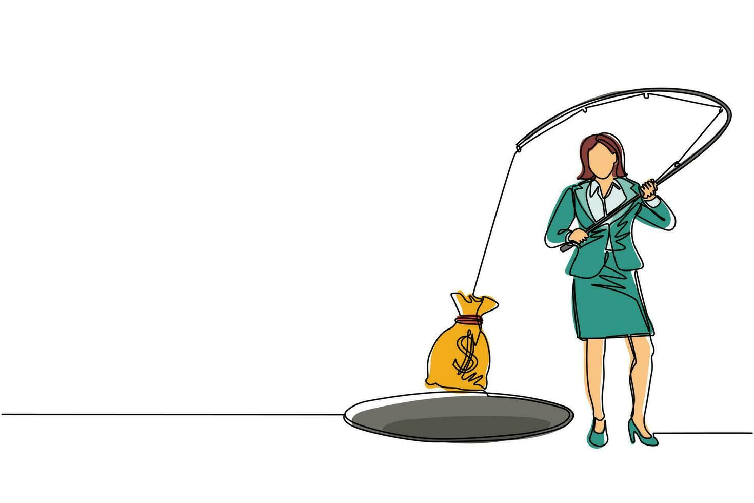 https://static.vecteezy.com/system/resources/previews/023/866/829/non_2x/single-continuous-line-drawing-businesswoman-holding-fishing-rod-got-big-money-bag-from-hole-woman-catching-money-bag-with-fishing-rod-business-concept-one-line-graphic-design-illustration-vector.jpg