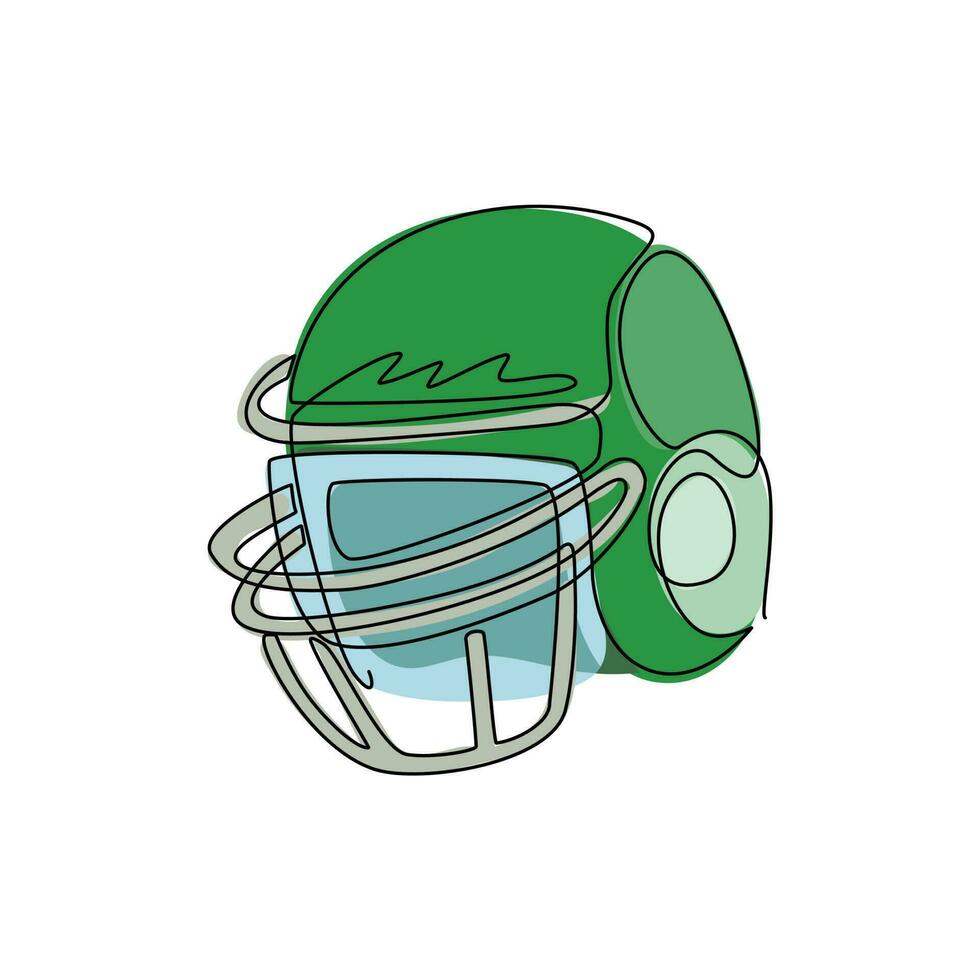 icono de casco de fútbol americano de dibujo de línea continua única. deporte competitivo. elemento de diseño para logotipo, etiqueta, emblema, signo, afiche, camiseta. Ilustración de vector de diseño gráfico de dibujo de una línea dinámica