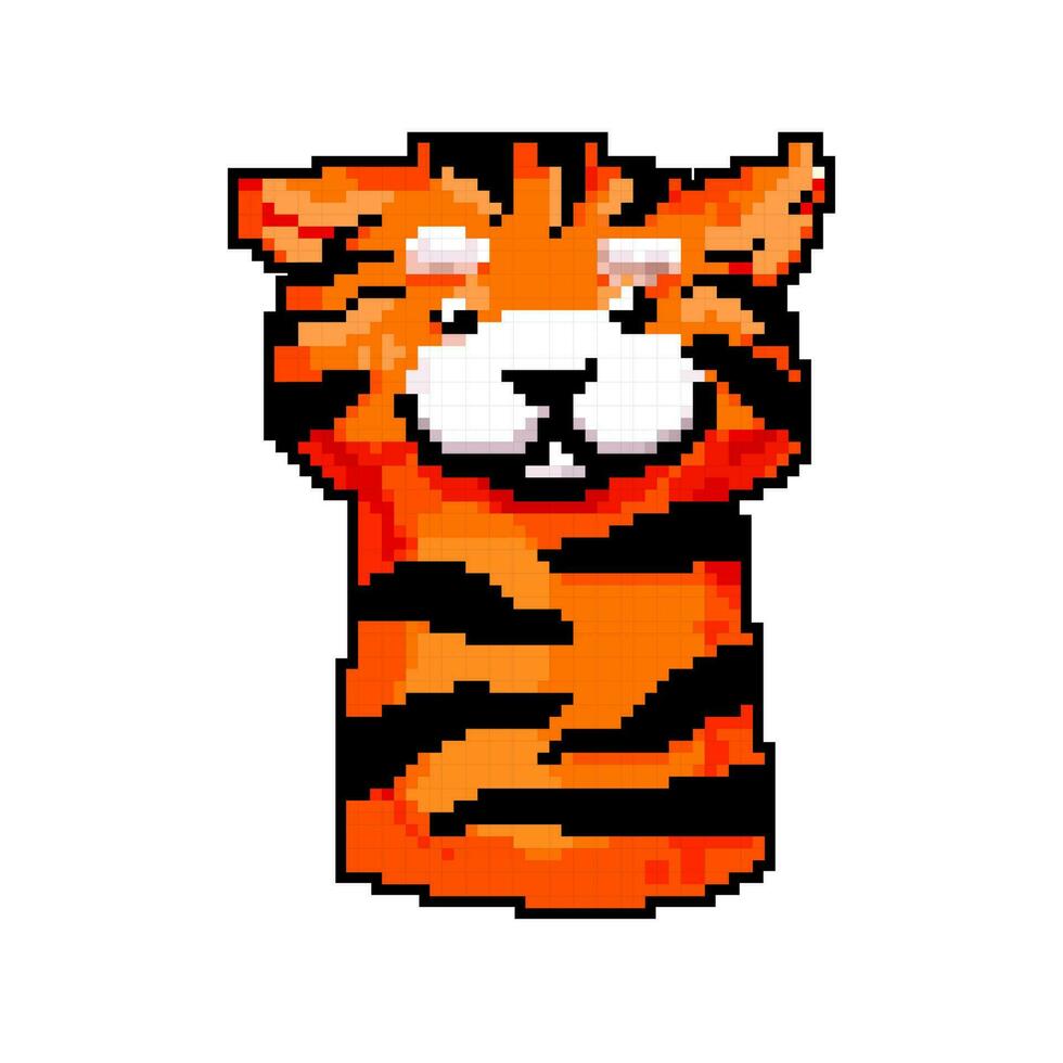 tiger hand puppet game pixel art vector illustration