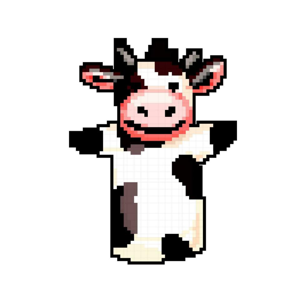 vaca mano marioneta juego píxel Arte vector ilustración