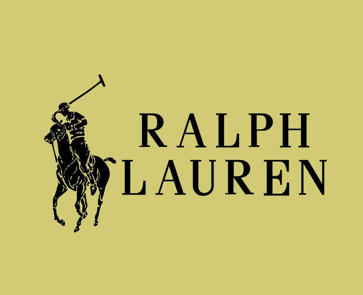 Ralph lauren marca símbolo negro logo ropa diseño icono resumen vector ilustración con oro antecedentes