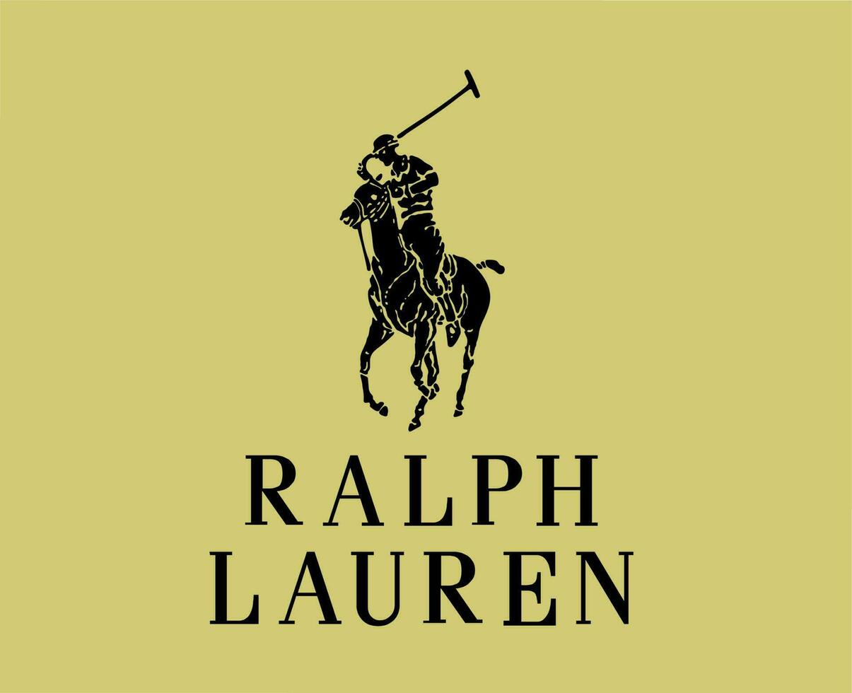 Ralph lauren marca símbolo con nombre negro logo ropa diseño icono resumen vector ilustración con oro antecedentes