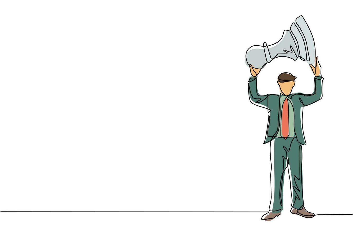 Single continuous line drawing businessman holding, lifting pawn chess piece. Successful entrepreneurship tactics or strategy, superiority in business. One line draw graphic design vector illustration