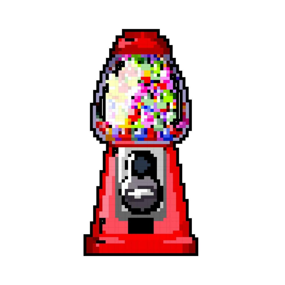coin bubblegum machine game pixel art vector illustration