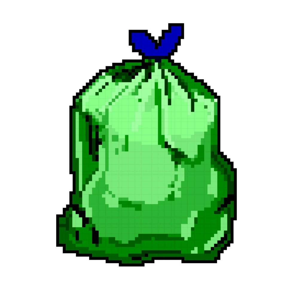 bin trash bag game pixel art vector illustration