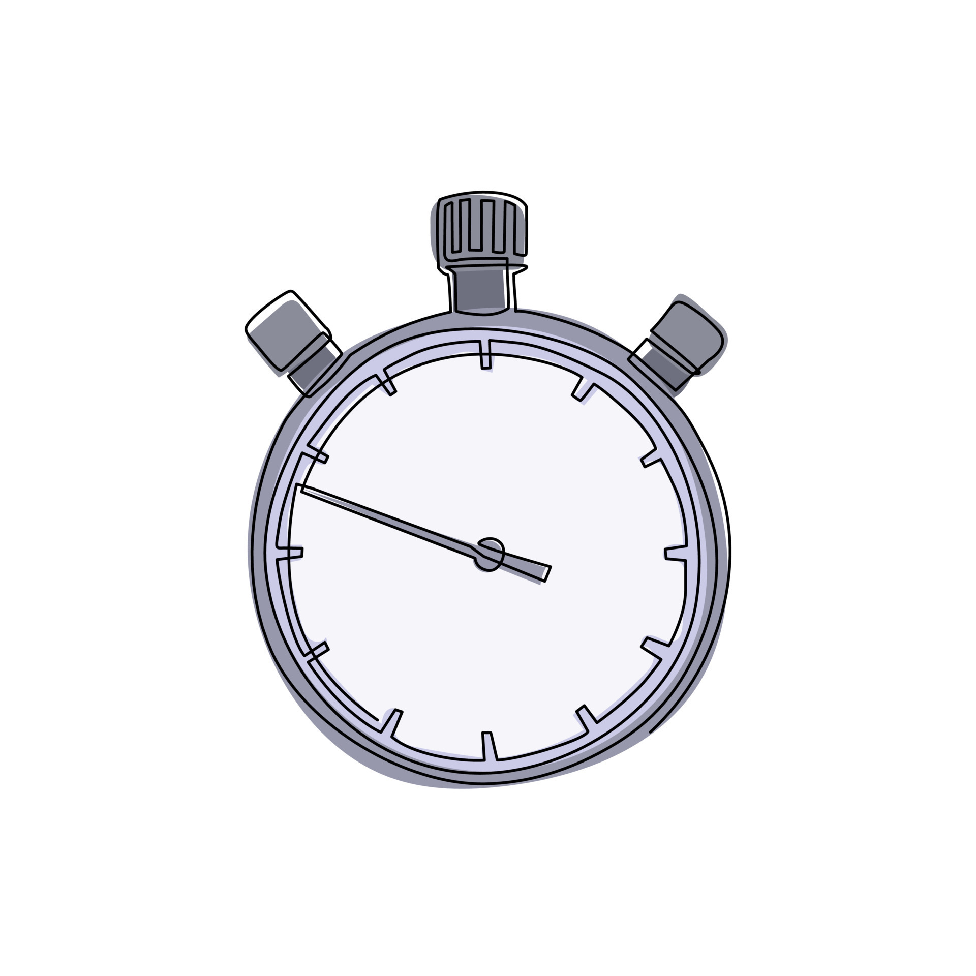 Single continuous line drawing stopwatch, special watch to start, stop