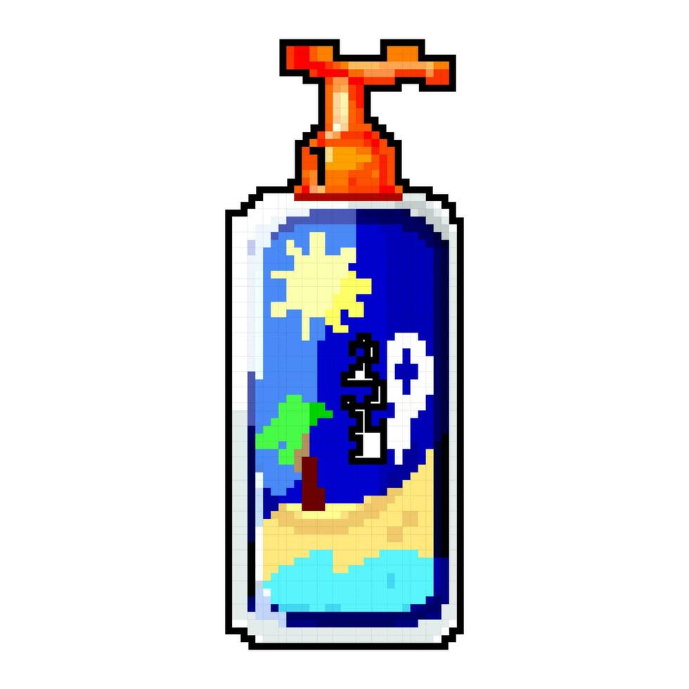 sunscreen sun cream game pixel art vector illustration