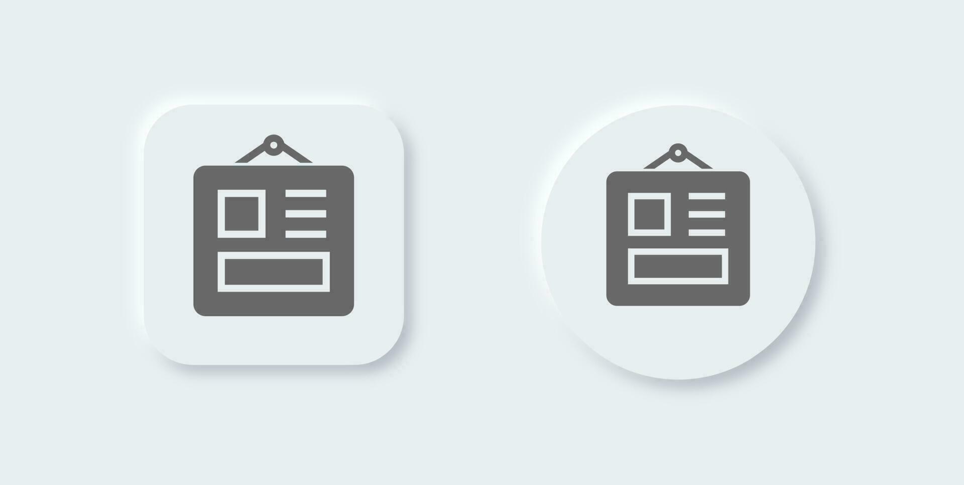Mood board solid icon in neomorphic design style. Template signs vector illustration.