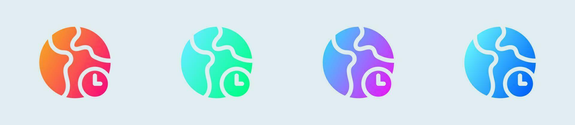 World time solid icon in gradient colors. Clock signs vector illustration.