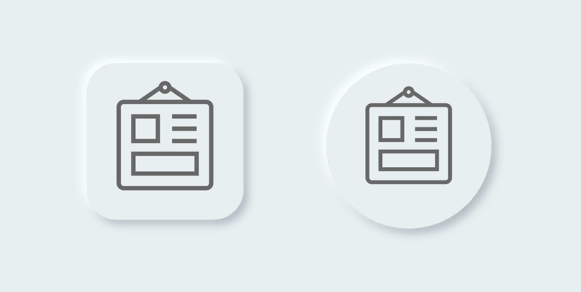 Mood board line icon in neomorphic design style. Template signs vector illustration.