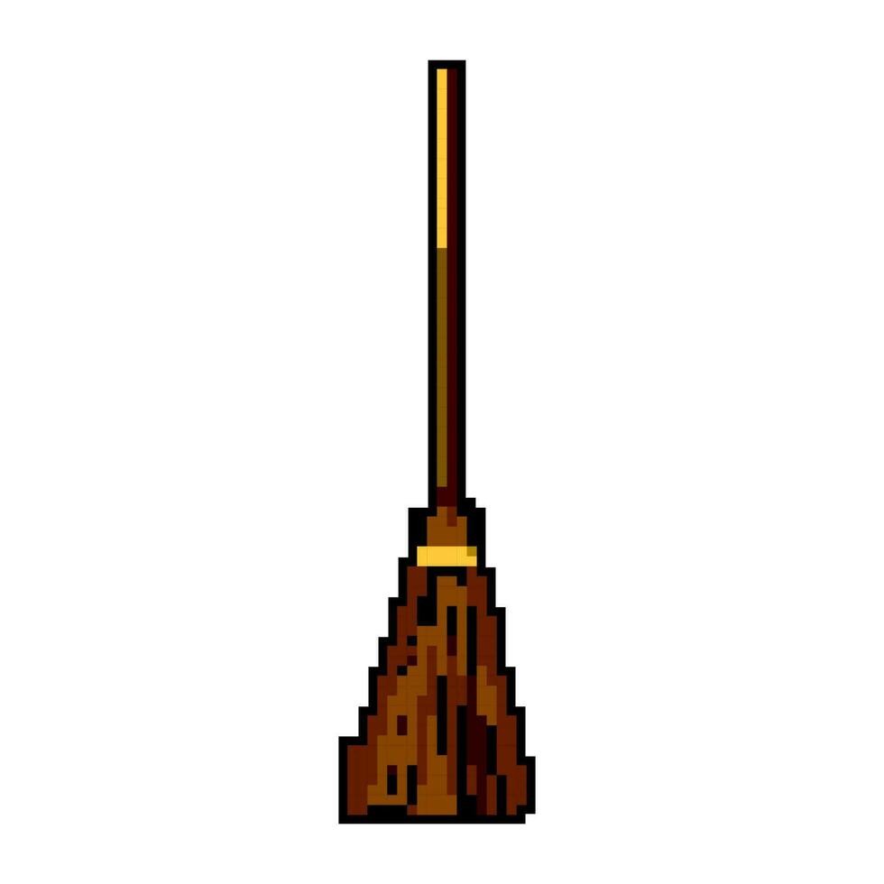 traditional witch broom game pixel art vector illustration