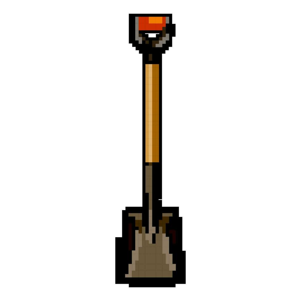 steel shovel tool game pixel art vector illustration