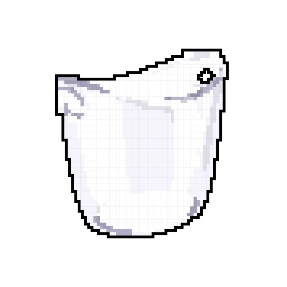 transparent plastic bucket container game pixel art vector illustration