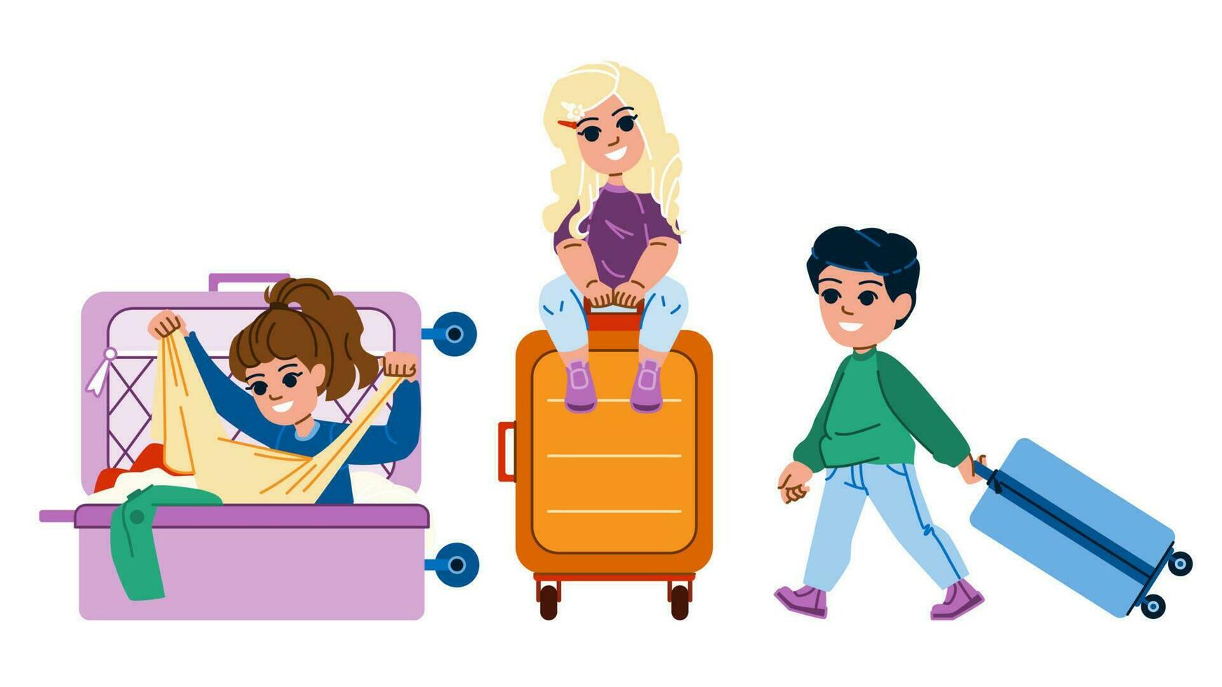 kid suitcase vector