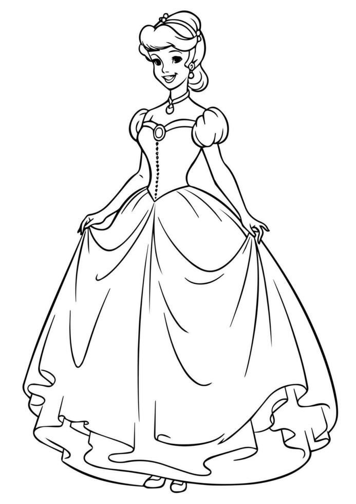 Princes coloring page black and white vector