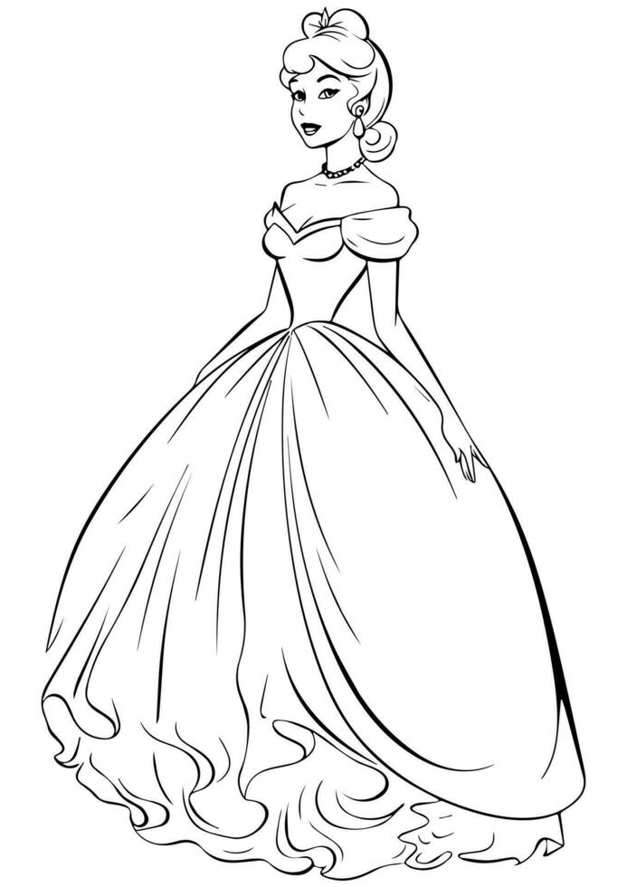 Princes coloring page black and white vector