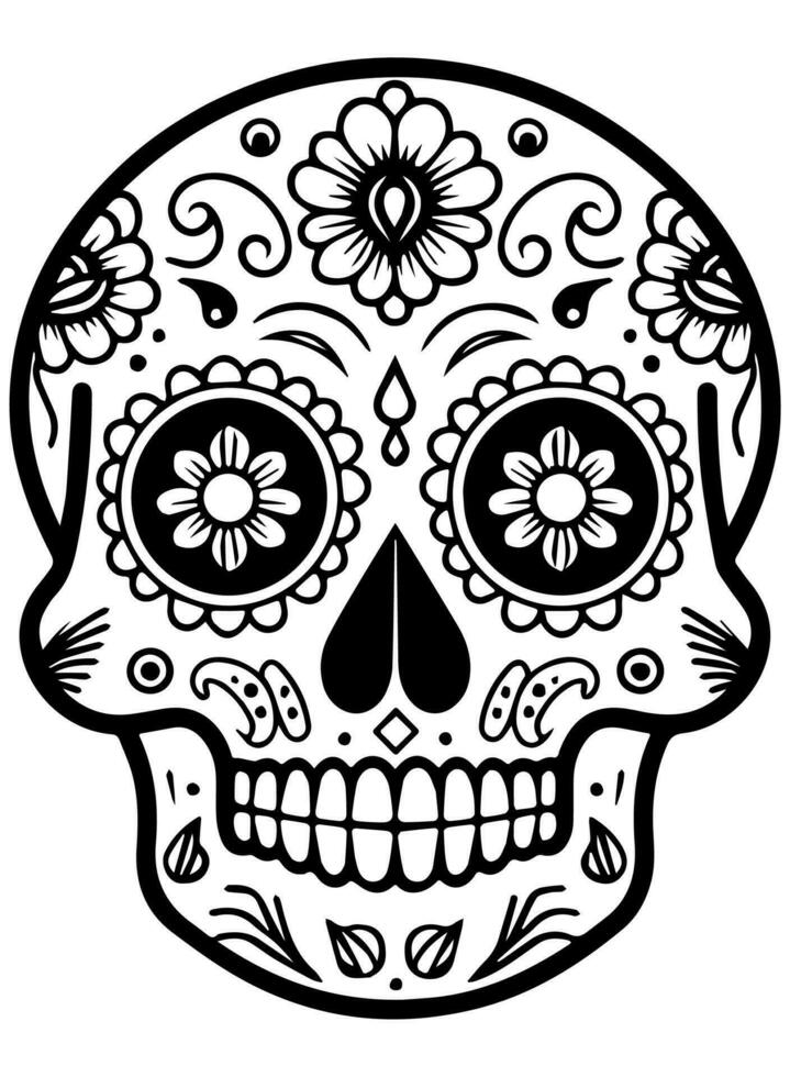 Hispanic heritage sugar skull marigold Festive dia de los muertos vector icon