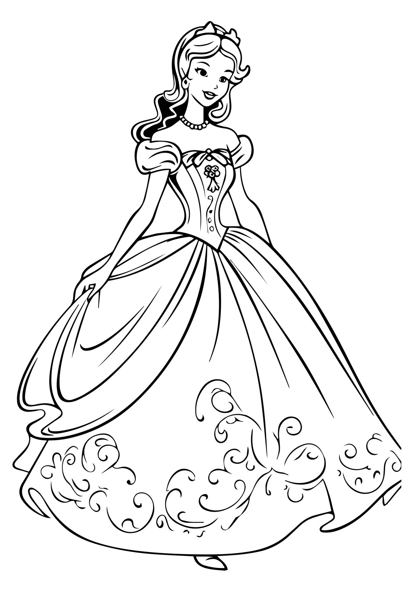 Princes coloring page black and white 23868322 Vector Art at Vecteezy