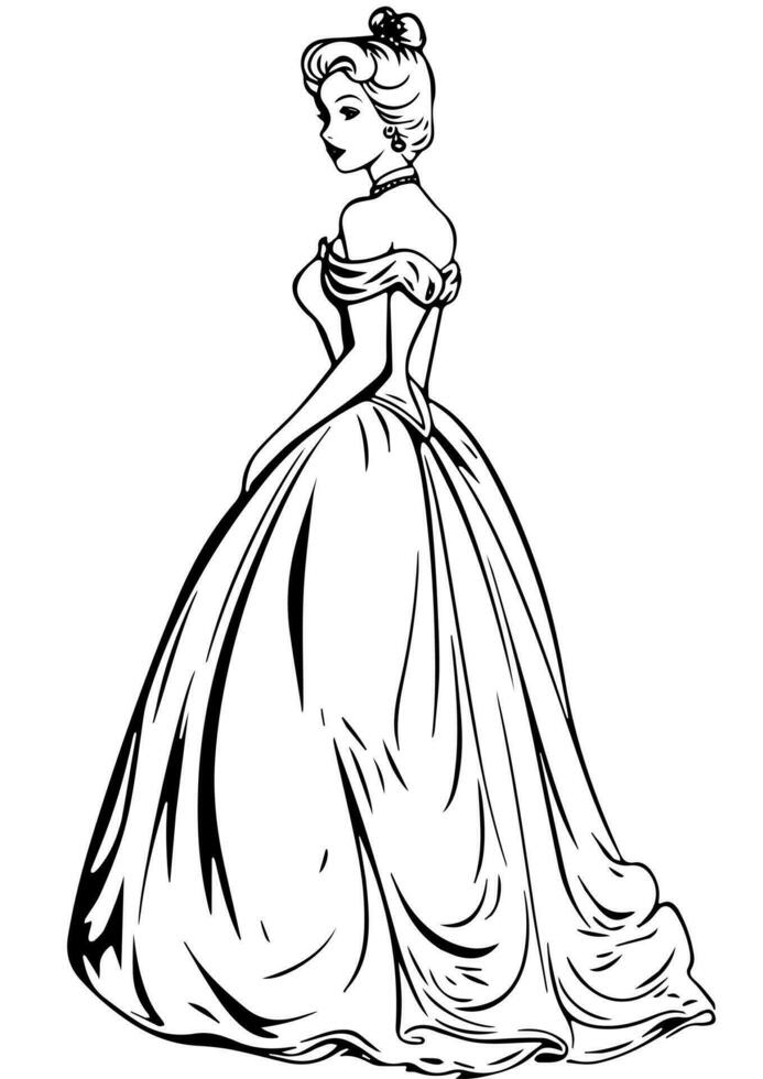 Princes coloring page black and white vector