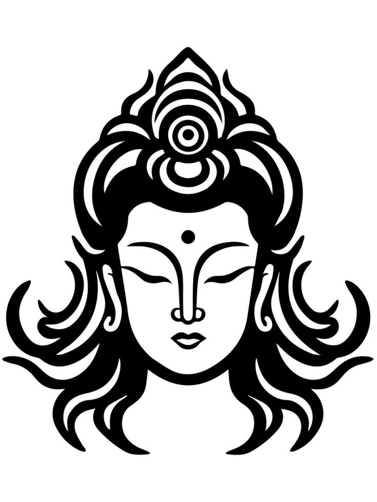 Vector icon of Guanyin bodhisattva Asian deity