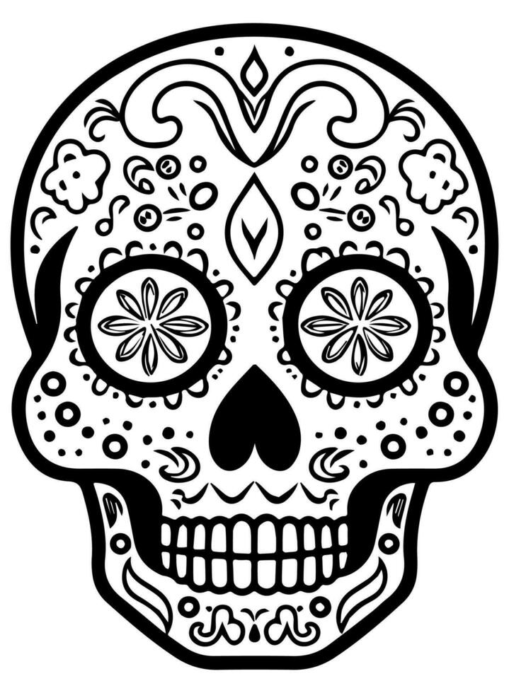 Hispanic heritage sugar skull marigold Festive dia de los muertos vector icon