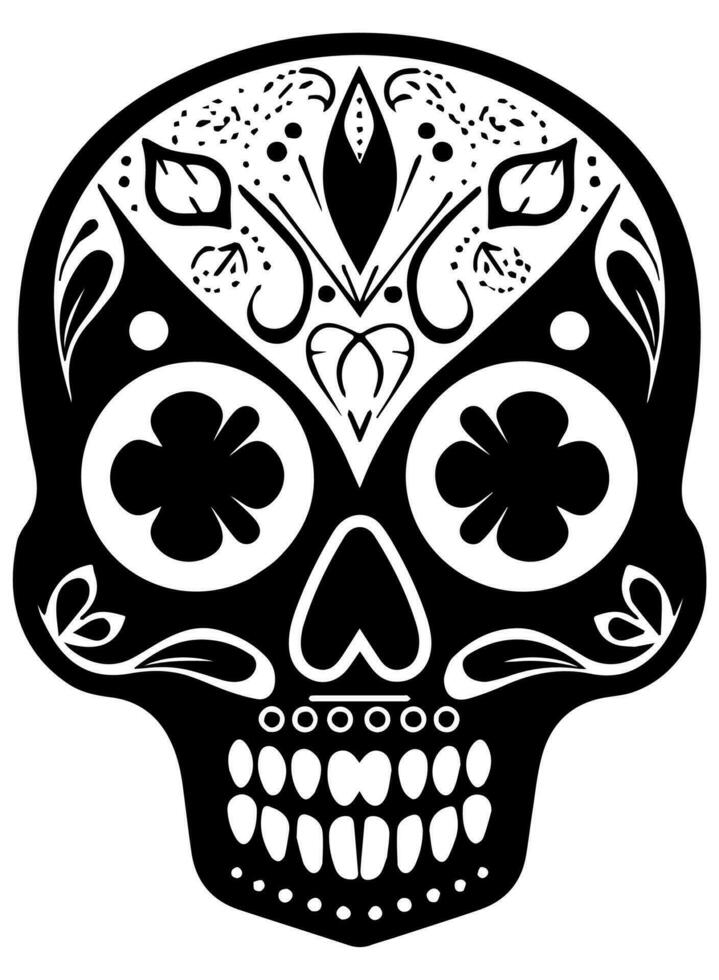 Hispanic heritage sugar skull marigold Festive dia de los muertos vector icon