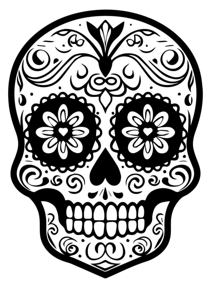 Hispanic heritage sugar skull marigold Festive dia de los muertos vector icon