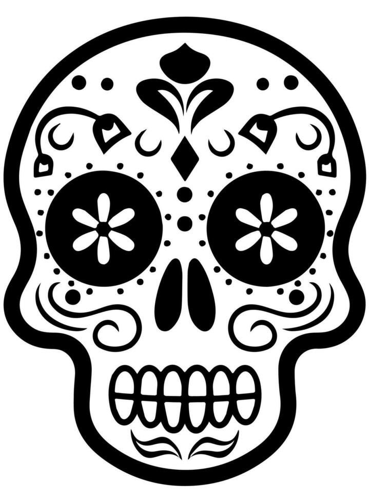 Hispanic heritage sugar skull marigold Festive dia de los muertos vector icon
