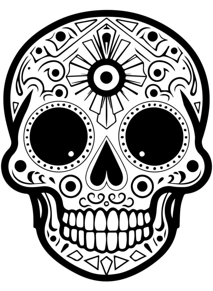 Hispanic heritage sugar skull marigold Festive dia de los muertos vector icon