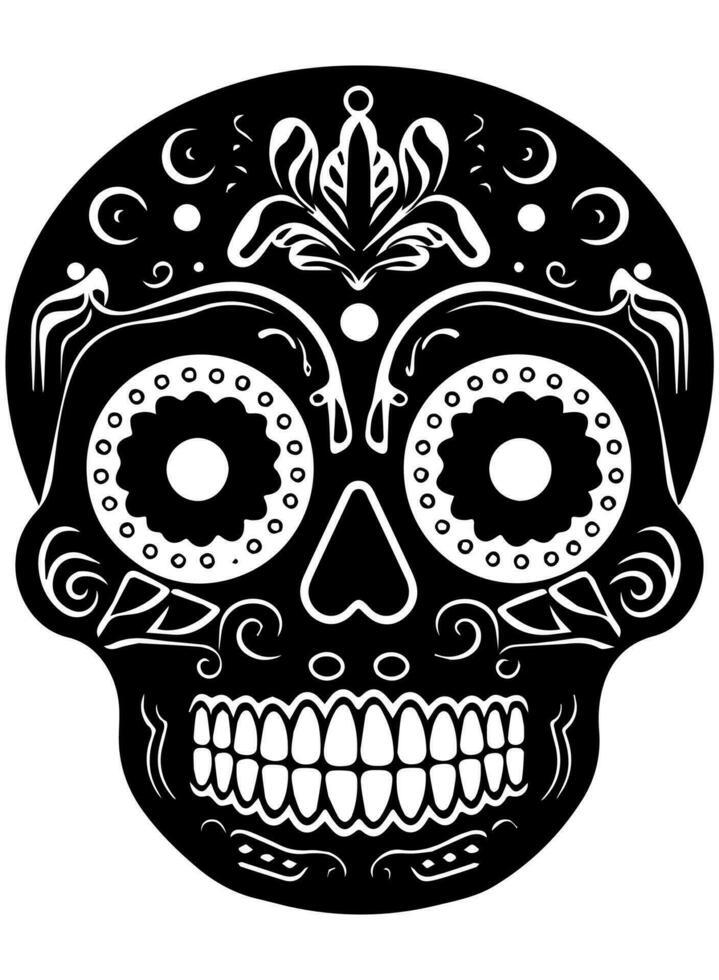 Hispanic heritage sugar skull marigold Festive dia de los muertos vector icon
